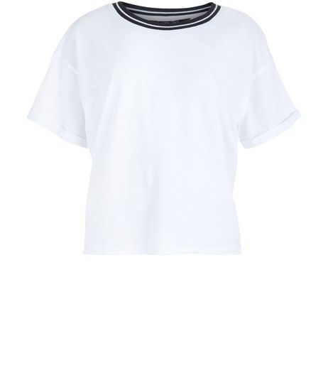 Teens White Contrast Trim T-Shirt | New Look