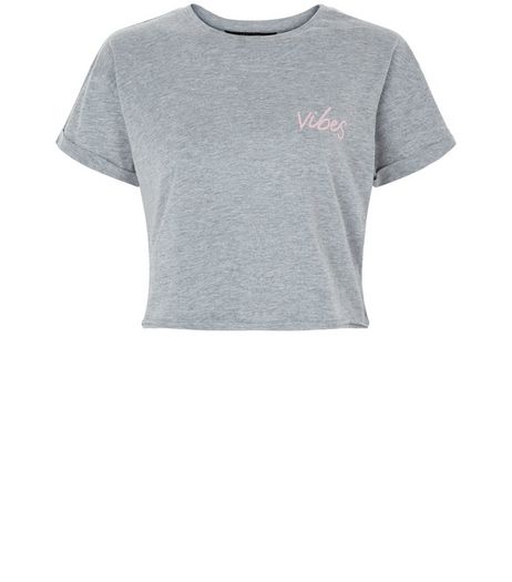 Teens Grey 'Vibes' Print T-Shirt | New Look