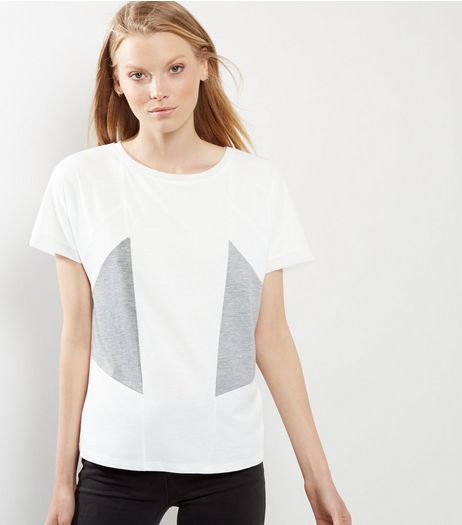 White Colour Block Panel T-Shirt | New Look