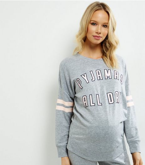 Maternity Grey Pyjamas All Day Pyjama Sweater | New Look