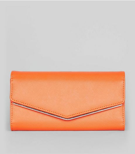 Orange Fold Over Clutch | New Look
