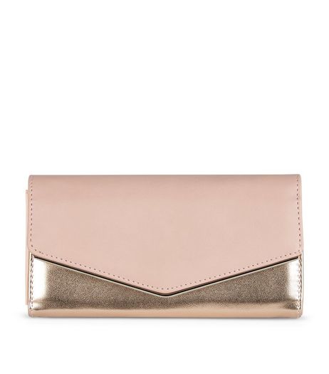 Rose Gold Fold Over Clutch | New Look