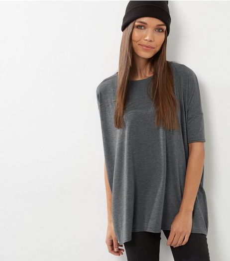 Dark Grey Oversized T-Shirt | New Look