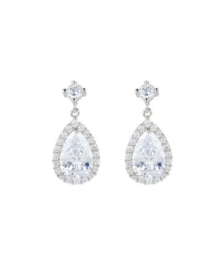 Crystal Cubic Zirconia Teardrop Earrings | New Look