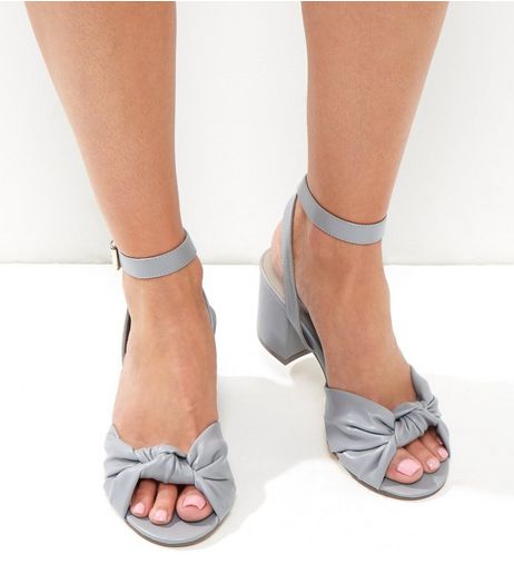 Grey Knot Front Block Heels | New Look
