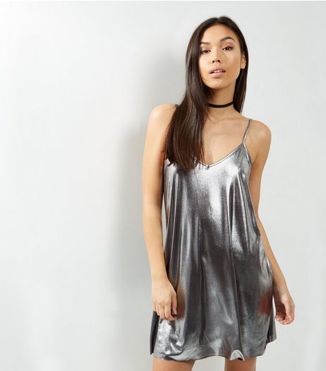 Blue Vanilla Silver Metallic Cami Dress | New Look