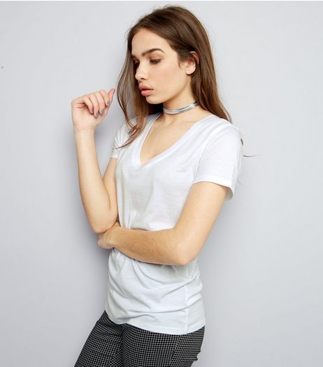 White Scoop Neck Short Sleeve T-Shirt | New Look