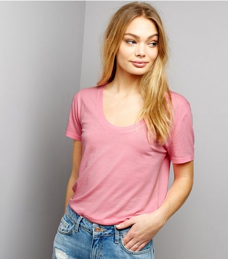 Pink Scoop Neck Short Sleeve T-Shirt | New Look