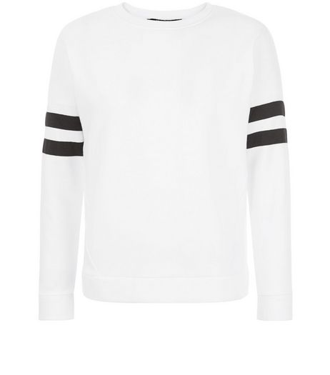 Teens White 1997 Floral Stripe Sleeve Sweater | New Look
