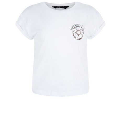 Girls White Donut Worry Print T-shirt | New Look