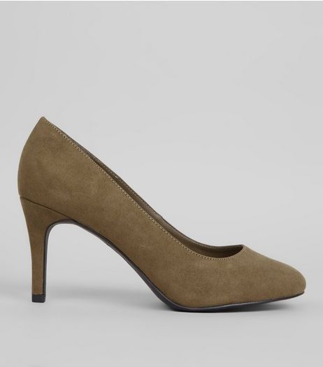 Khaki Comfort Suedette Court Shoes | New Look