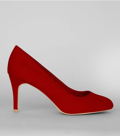 Red Comfort Suedette Court Shoes | New Look