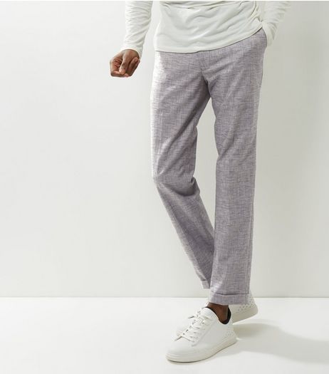 Grey Cropped Turn Up Hem Trousers | New Look