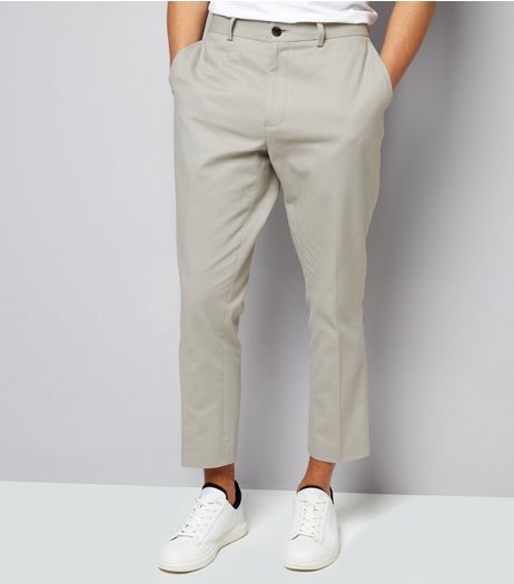 Stone Cropped Cotton Slim Leg Trousers | New Look
