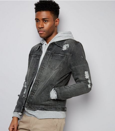 Grey Ripped Denim Jacket | New Look