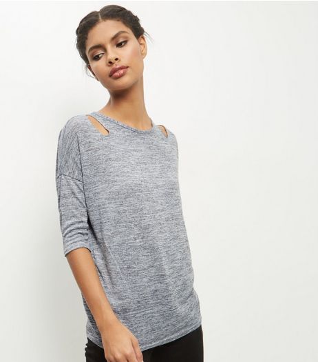 Pale Grey Cold Shoulder Top | New Look