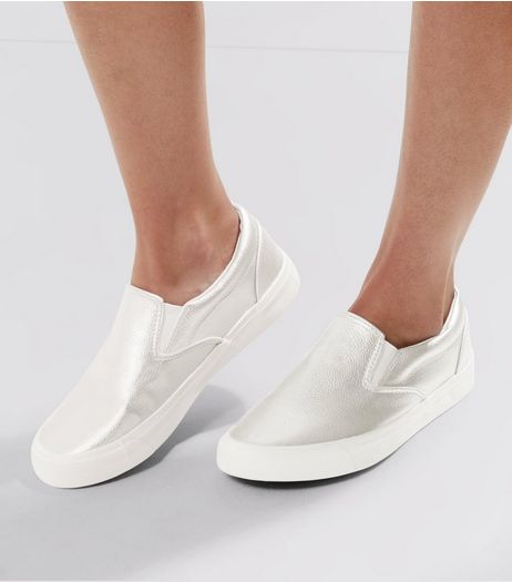 Silver Metallic Plimsolls | New Look
