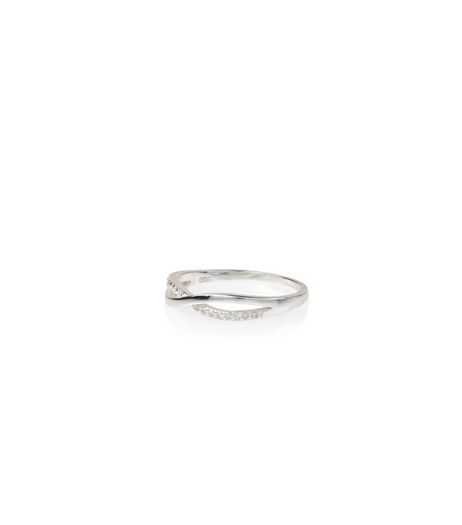 Sterling Silver Diamanté Twist Ring | New Look