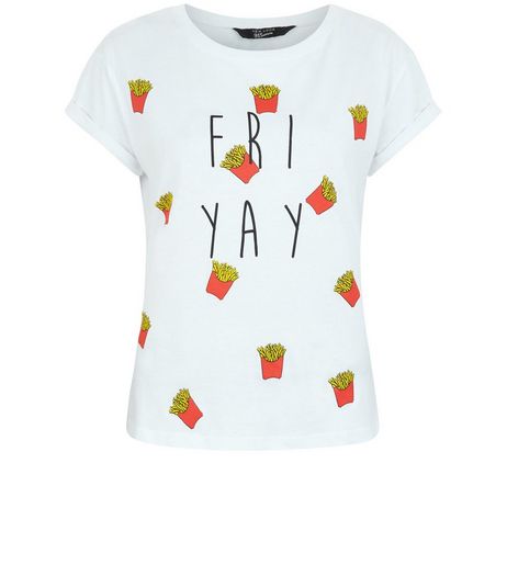 Teens White Fri Yay Print T-Shirt | New Look