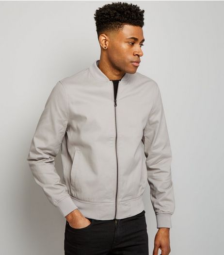 Stone Cotton Bomber Jacket | New Look