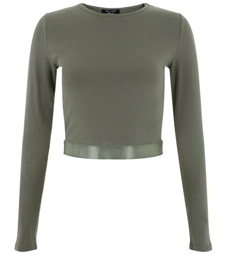 Teens Khaki Sateen Hem Crop Top | New Look