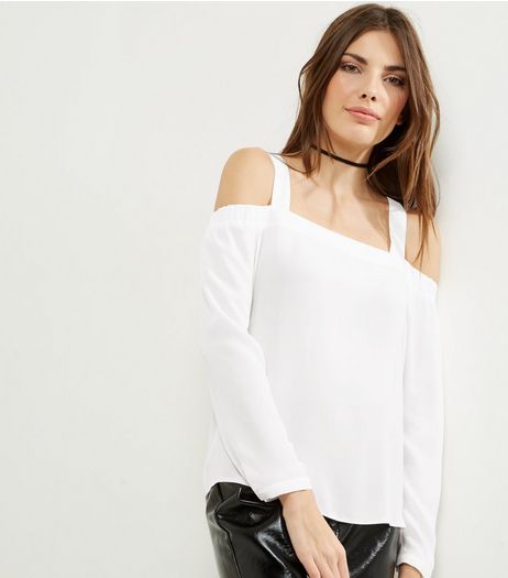 White Strappy Cold Shoulder Top | New Look