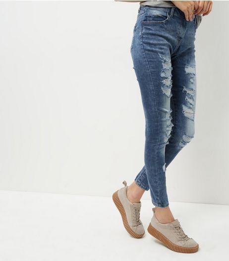 Parisian Blue Ripped Skinny Jeans | New Look