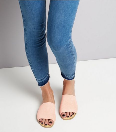 Wide Fit Nude Pink Suede Mules | New Look