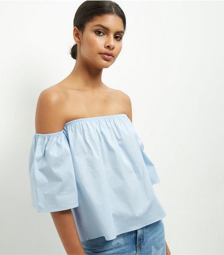 Blue Bardot Neck Top | New Look