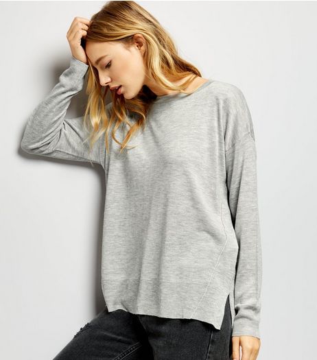 Pale Grey Long Sleeve Jumper | New Look