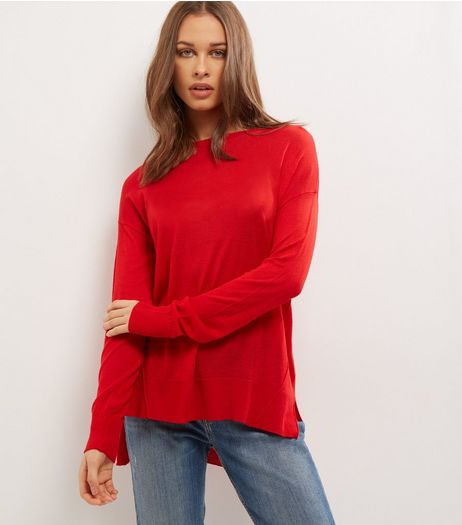 Red Long Sleeve Jumper | New Look