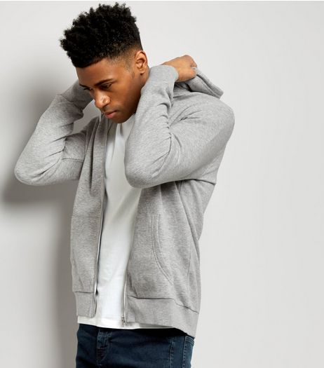 Grey Zip Front Hoodie | New Look