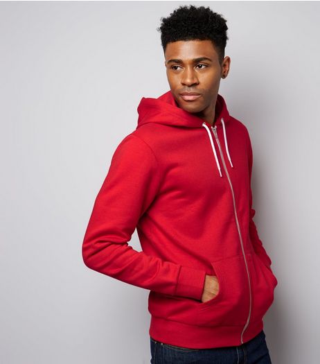 Red Zip Front Hoodie | New Look
