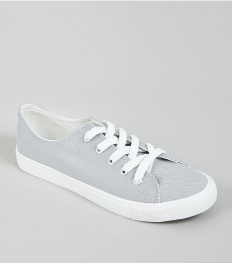 Grey Lace Up Trainers | New Look