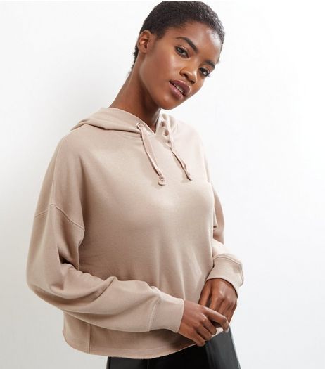 Stone Drop Sleeve Cropped Hoodie | New Look
