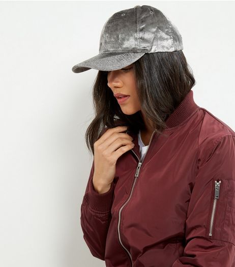 Grey Velvet Cap | New Look