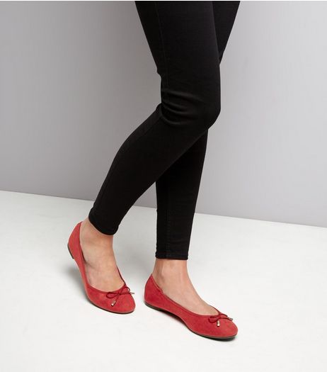 Red Suedette Ballet Pumps | New Look
