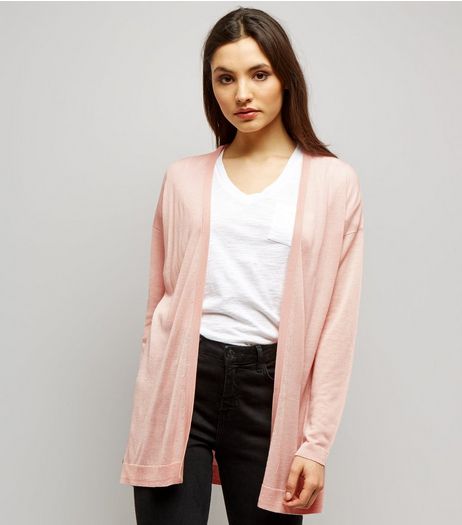Shell Pink Open Front Cardigan | New Look