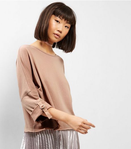 Stone Batwing Roll Sleeve Sweater | New Look