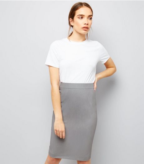 Grey Suit Split Back Midi Skirt | New Look