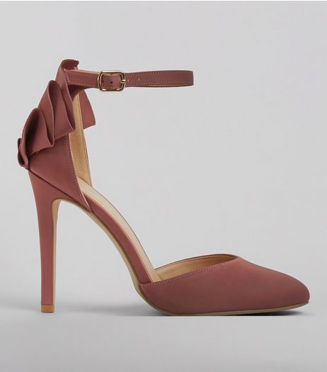 Pink Satin Frill Trim Ankle Strap Heels | New Look