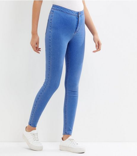 Bright Blue High Waist Super Skinny Hallie Jeans | New Look
