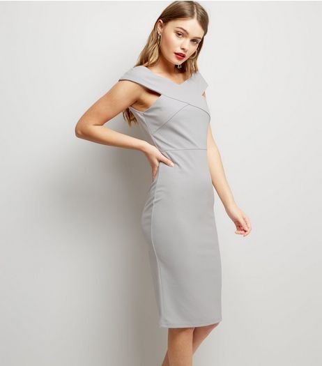 AX Paris Silver Cross Front Midi Dress | New Look