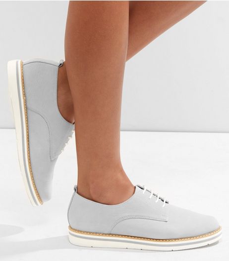 Grey Suede Lace Up Contrast Trim Shoes | New Look