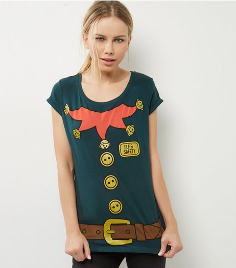 Green Christmas Elf Costume T-shirt | New Look