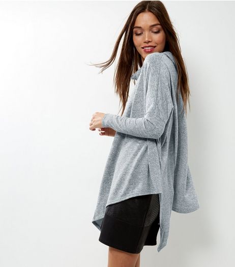 Pale Grey Asymmetric Cowl Neck Top | New Look