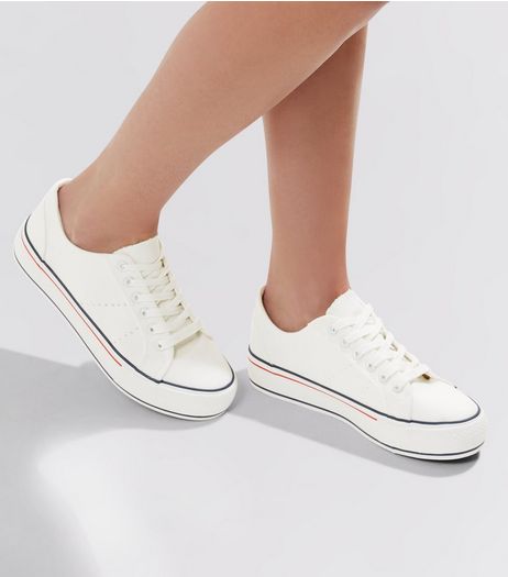 White Contrast Stripe Sole Trainers | New Look