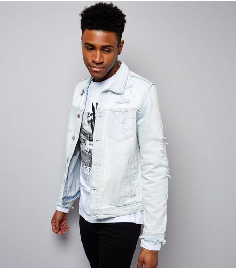 Blue Light Washed Ripped Denim Jacket | New Look