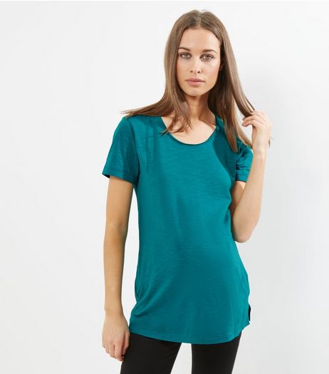 Maternity Dark Green Scoop Neck T-Shirt | New Look