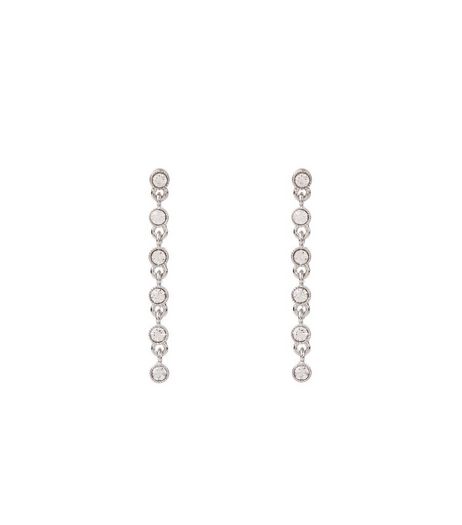 Silver Crystal Chain Drop Earrings | New Look